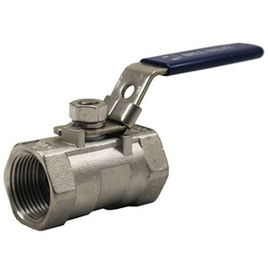 Valve 1-1/2 in. NPT Threaded - One Piece Standard Port 1000 PSI - 316 Stainless Steel Ball Valve
