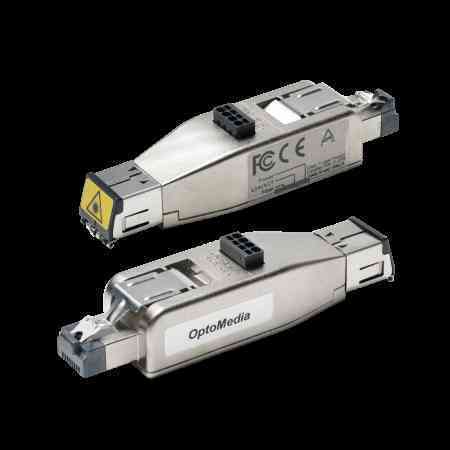 Opto 1G RJ45 to Fiber Dongle with 24VDC power supply, data rate 1Gbps,LC duplex connector, wavelength 1310nm, operating temperature0℃ ~ 55℃, transmission distance up to 10 km up to for single-modeoptic fiber, RoHS